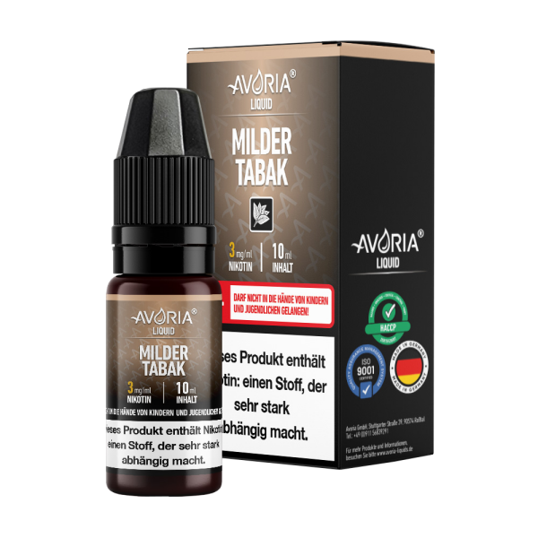 Avoria - Milder Tabak E-Zigaretten Liquid 0 mg/ml 15er Packung
