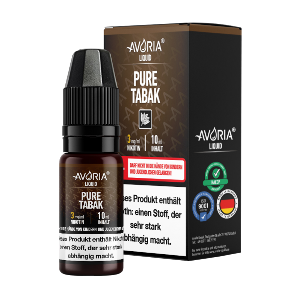 Avoria - Pure Tabak E-Zigaretten Liquid 12 mg/ml 15er Packung