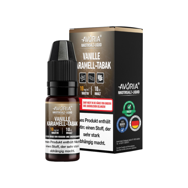 Avoria - Vanille-Karamell-Tabak - Nikotinsalz Liquid 10 mg/ml 15er Packung